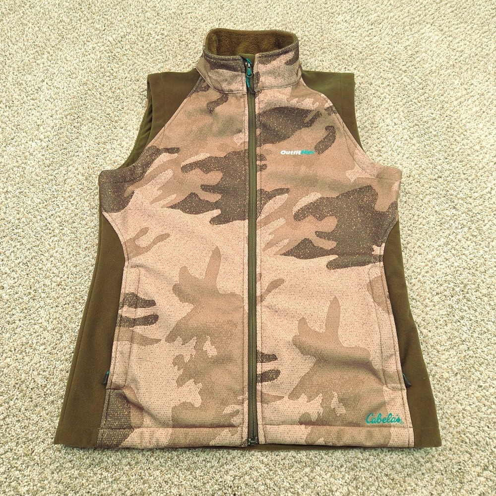 Cabela's Outfit Her Women's Size Medium Western Full‎ Zip Fleece Lined Camo Vest